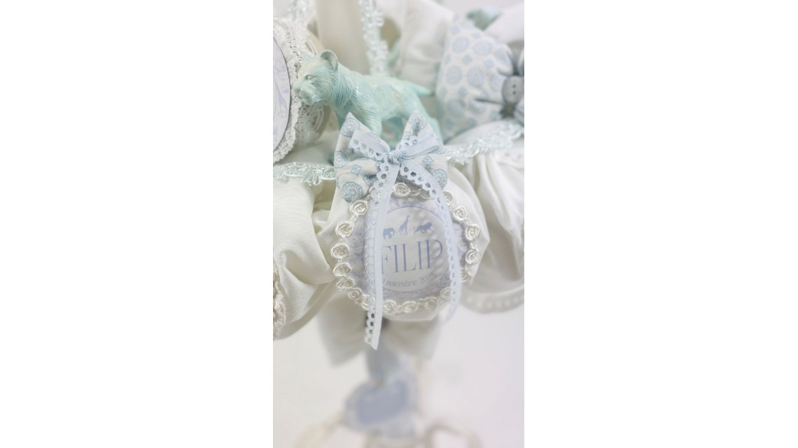 Lumânare botez băieți Blue Animals Safari Dream alb cu accente bleu și animale exotice 2